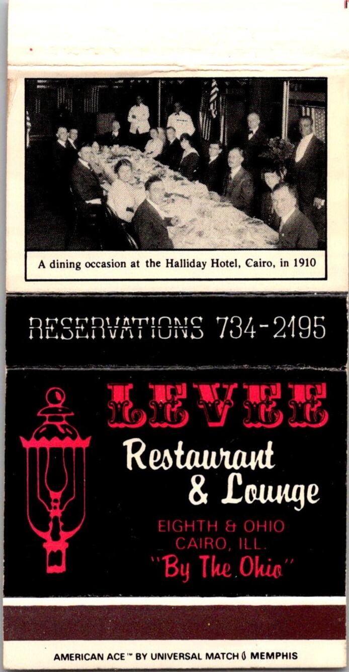 Levee Restaurant & Lounge 8th & Ohio Cairo IL Vintage Matchbook Matchbox SMM22-3